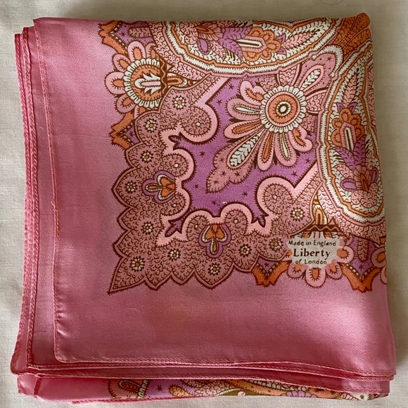 Liberty of London Vintage Silk Pink Scarf - Picture 2 of 5